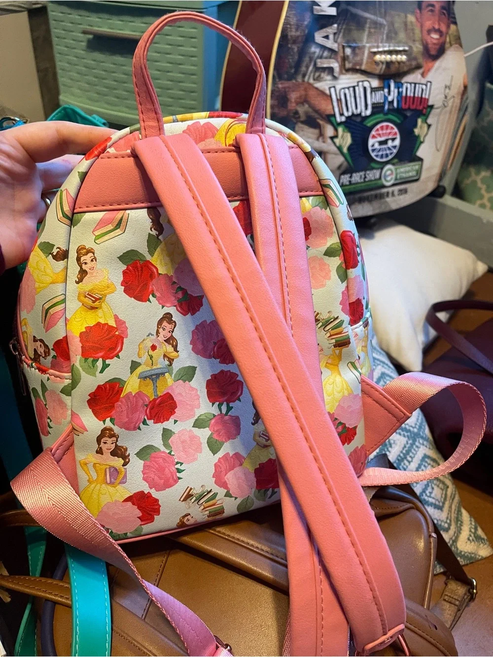 Loungefly Kids Belle Floral Mini Backpack - Pink, Red, Yellow, Green